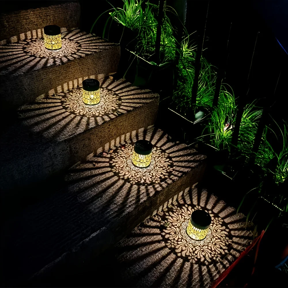 تعمل بالطاقة الشمسية الفاوانيا الحديد فانوس ضوء الجدار مصباح في الهواء الطلق حديقة فناء ممر الإضاءة الزخرفية 1 قطعة/2 حزمة