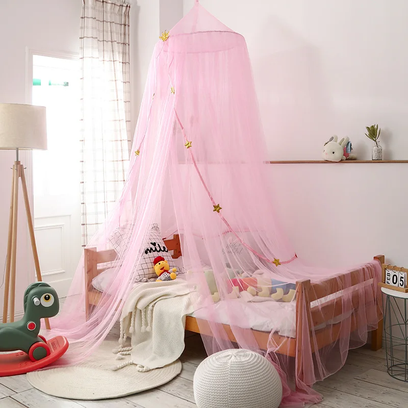 

Dome Mosquito Net Girl Room Princess Bed Stars Pink Room Decor Bed Mosquito Net for Children Decorations for Girls Baby Crib.