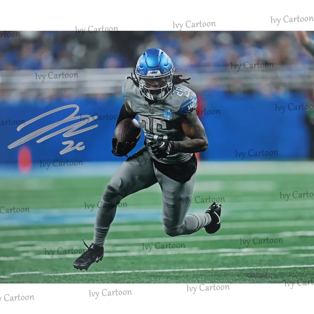 Jared Goff Detroit Lions Autographed Fanatics Authentic Throwing in Blue Photograph Tapestry USA Football Home Decoration