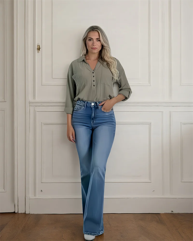 

Women's Flare Bell Bottom Jeans High Waisted Wide Leg Bootcut Jeans Stretchy Denim Pants Women's Casual Denim