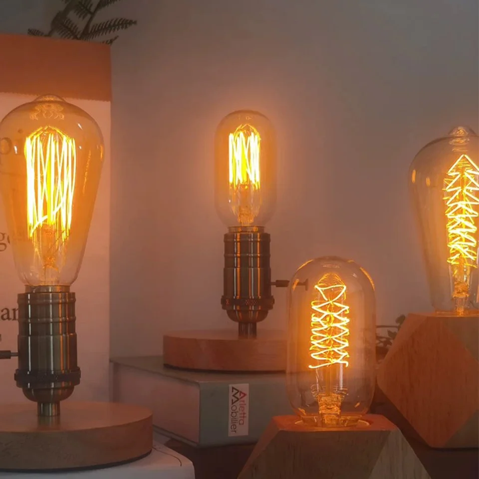 elska żarówka Retro Edisona 220V110V E27/26 ST64 G80 T45 sypialnia przemysłowa Loft zabytkowa żarówka do wystroju domu lampa oświetleniowa Led
