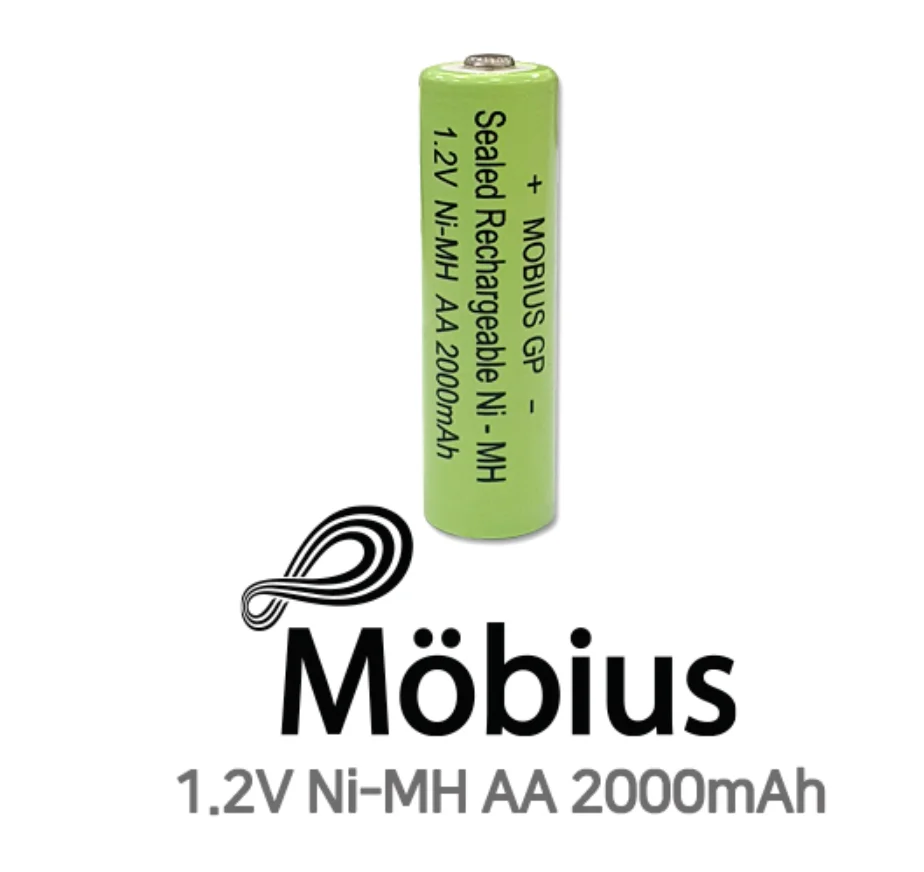 Mobius-batería recargable Ni-Mh Aa, 1,2 V, 2.000 Mah, tasa de descarga Natural de alto rendimiento, baja luz Solar para jardín