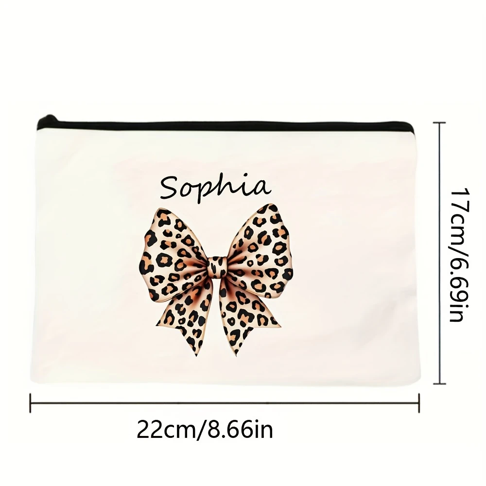 Custom Name Textured Heart Inspirational Print White Zipper Makeup Bag Large Odorless Unisex Gift For All Ages