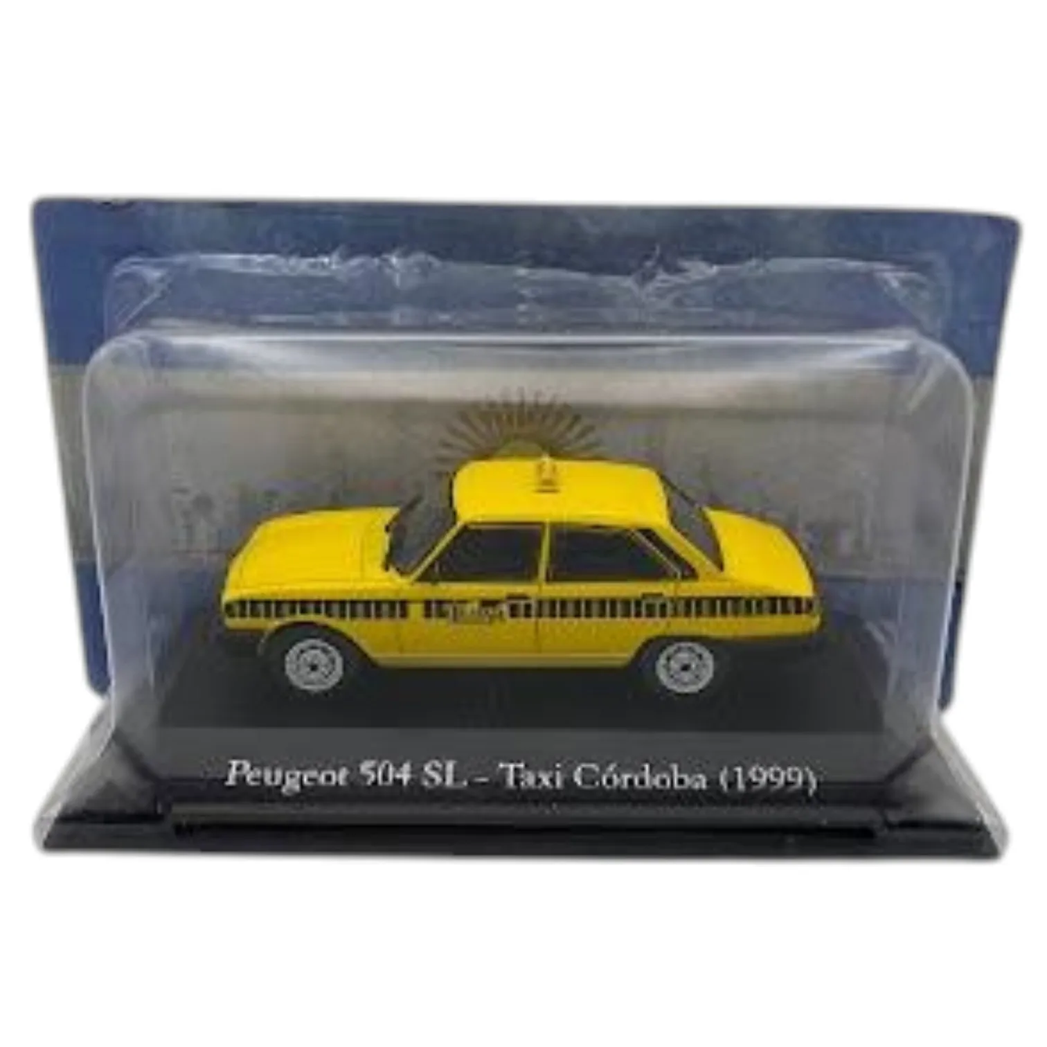 Salvat, 504 Sl Taxi Cordoba 1999, voiture emblématique devenue symbole des rues d'Argentine, échelle 1:43, miniature en métal moulé sous pression, collection de voitures argentines inoubliables, sans couvercle, emballage blister original pouvant être froissé, base