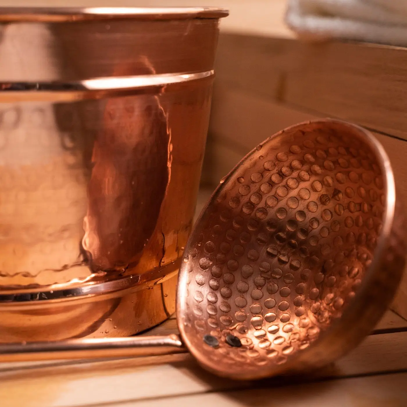 Copper Sauna Bucket and Ladle Set %100 Solid Copper | Handmade Spa Accessories | Hammam Copper Bathroom Accessories