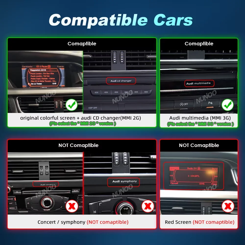 Pantalla Multimedia Inalámbrica con Carplay y Android Auto para Audi A5 S5 2009-2016, Sistema Inteligente de Navegación, Audio Estéreo, Android 14 2