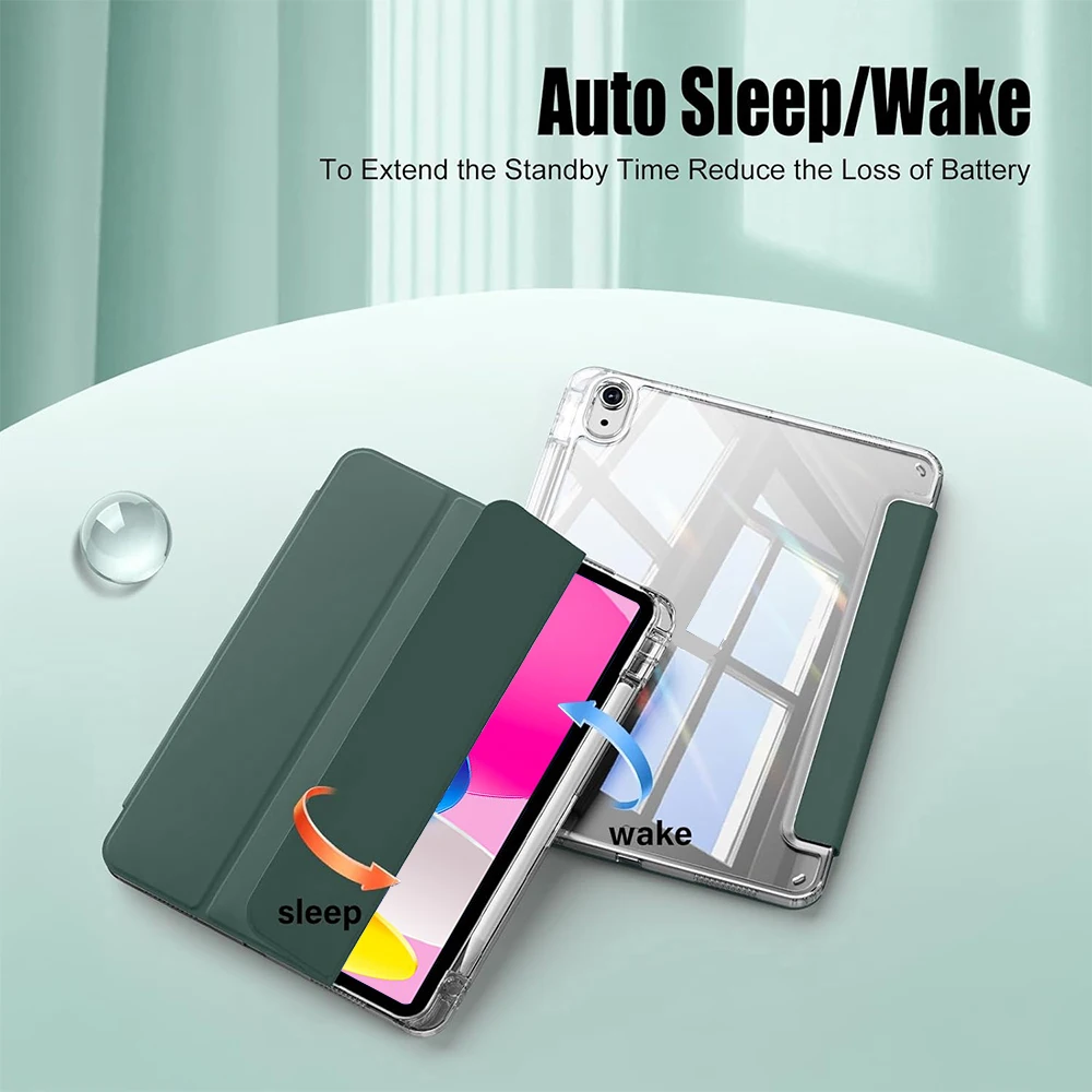 Clear Case for iPad A16 11th 10th Gen 11 inch 2025 Clear Transparent Acrylic Back Shell With Pencil Holder Auto Sleep and Wake