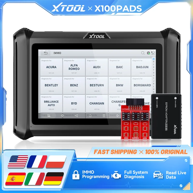 

XTOOL X100 PADS V2.0 Программатор ключей Автомобильный сканер IMMO Чип для чтения и записи Все потерянные ключи OBD2 Диагностический инструмент с CANFD DOIP