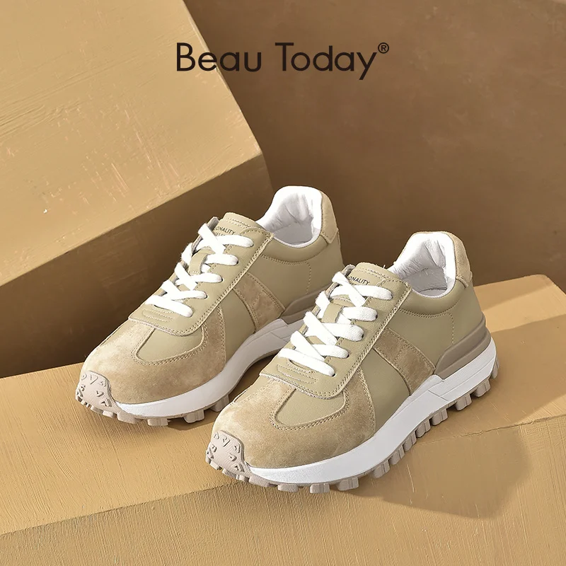 BeauToday Flats Sneakers Women Lace Up Patchwork Shallow Mixed Colors Round Toe Casual Outdoor Ladies Shoes Handmade A29130