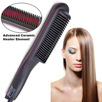 Image Electric Hot Comb Multifunctional Straight Hair Straightener Comb Negative Ion Anti-Scalding Styling Tool Straightening Brush