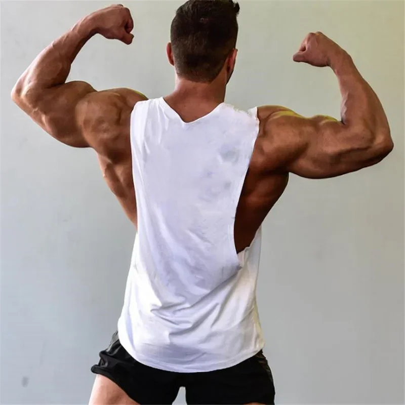 Marka Just odzież do siłowni Fitness męskie boki odcięte t-shirty opuszczone wycięcia pod pachami podkoszulki do kulturystyki trening kamizelka bez rękawów — zdjęcie 2
