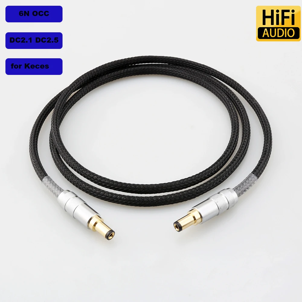 Hifi OCC Silver Plated 12V DC 2.5-2.1 mm Plug Power Cable Connector Male To Male Cord Adapter for Keces Linear Extension DC Wire