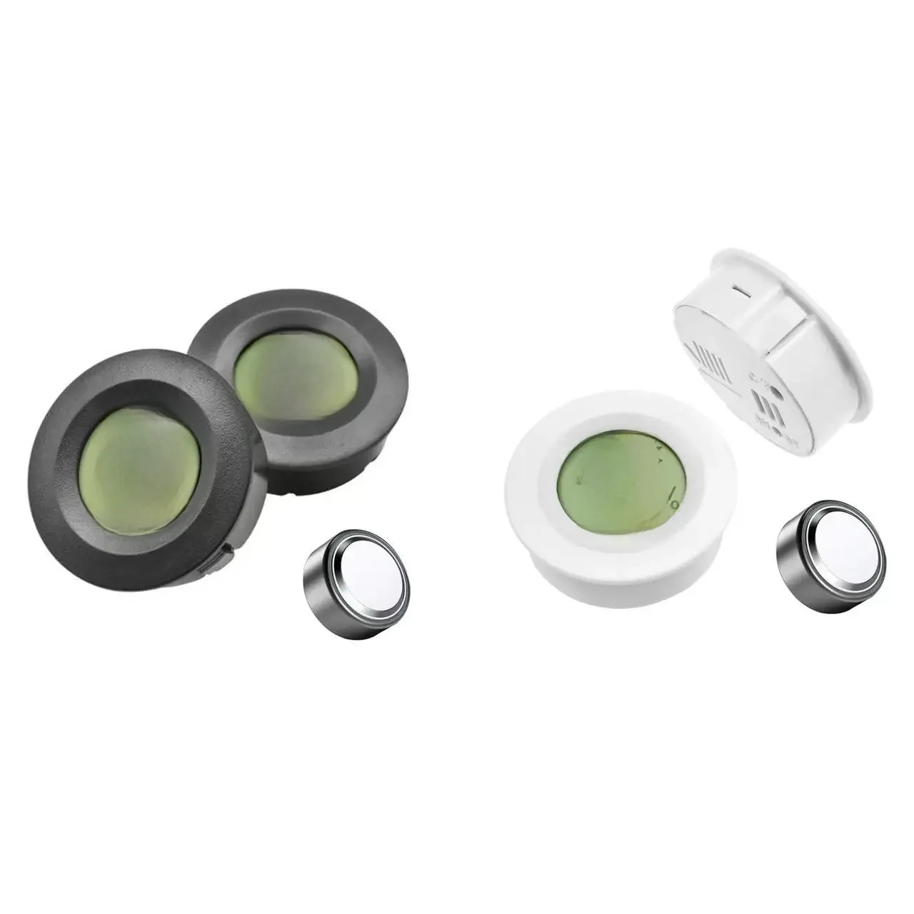 Thermo-hygromètre numérique rond intégré avec fonction de commutation Celsius/Fahrenheit 【avec batterie LR44 】 Couleurs noir/blanc