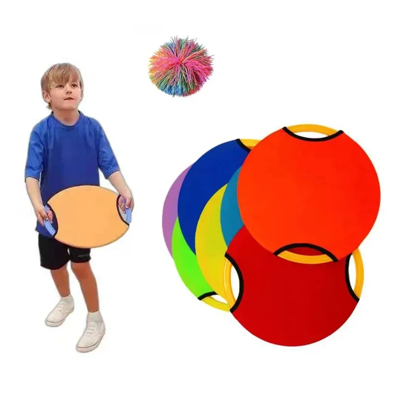 2 pièces Sports de plein air 28CM disque volant Trampoline Paddle balle jeu lancer et attraper Parent enfant interactif sensoriel jouets enfants adultes