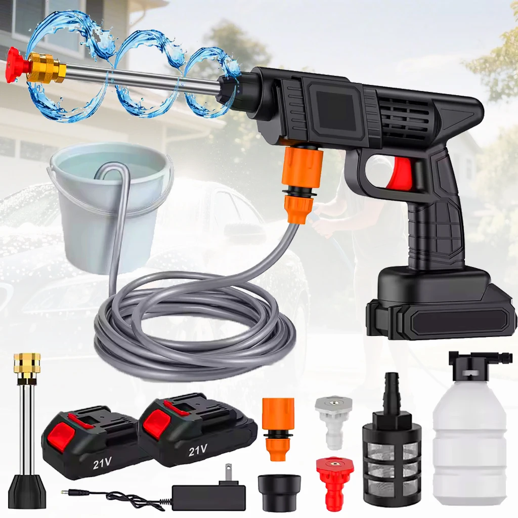 Nettoyeur haute pression sans fil 21V 3,5 MPa avec portée de pulvérisation de 10 m et tuyau de 5 m, alimentation par batterie pour voiture et jardin, compatible avec la batterie Makita 21V