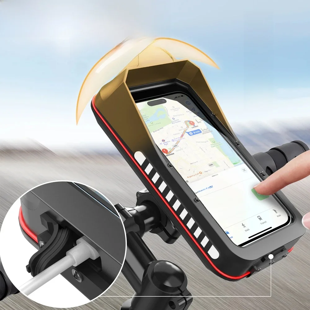 AliExpress iBudim Waterproof Motorcycle Bicycle Mobile Phone Holder Universal Quick Lock Bike Scooter Handlebar Stand for 4.7-7.0 inches Devices