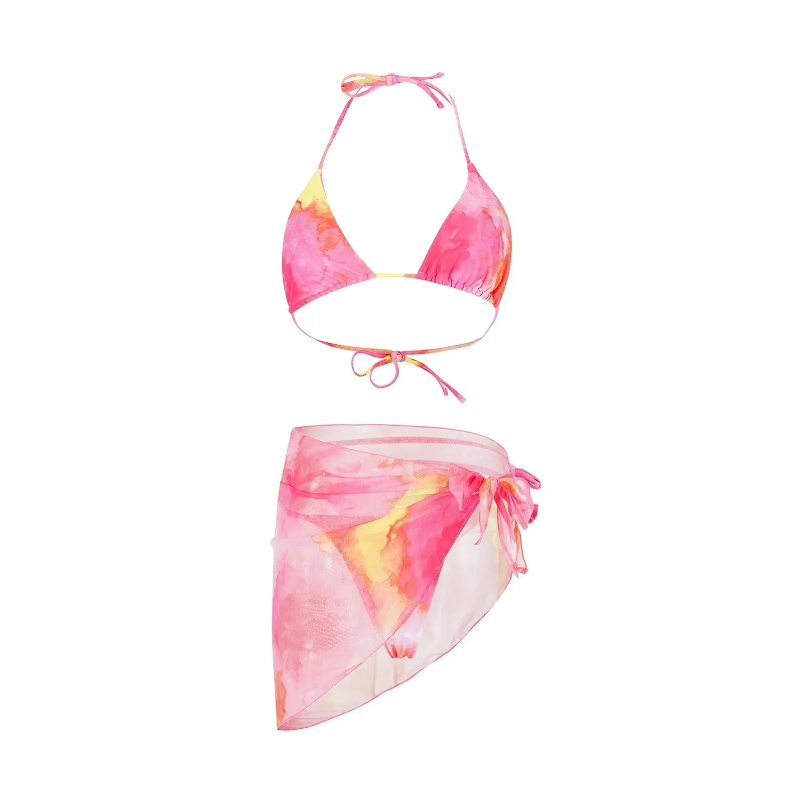 Trajes de baño Conjunto de 3 piezas para mujer Traje de baño bikini sexy con traje de baño tipo pareo