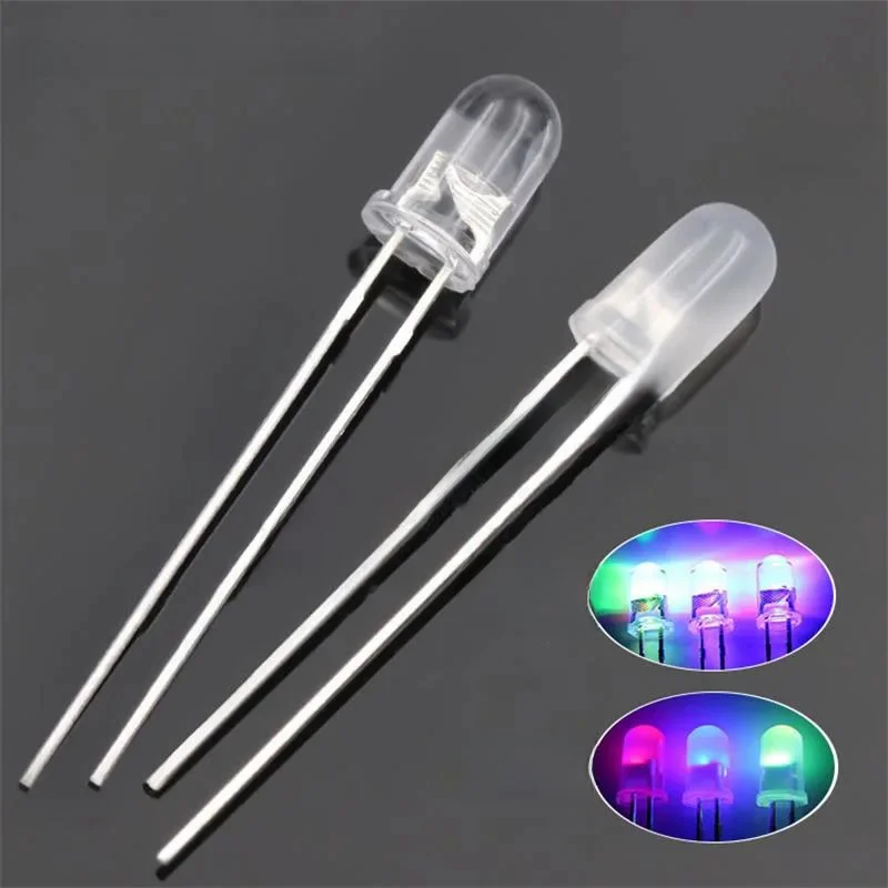 20szt/lot F5 5mm Szybka/Powolna Lampa błyskowa RGB Czerwony Zielony Niebieski Tęczowy Wielokolorowy Dioda elektroluminescencyjna Okrągła LED Pełny kolor DIY — zdjęcie 2