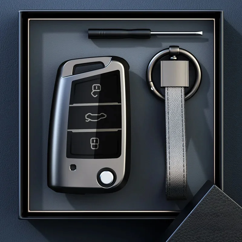 Étui à clés de voiture pliable gris titane, pour Volkswagen VW Polo Golf 7 Passat Tiguan MK2 Beetle Ateca Caddy T5, accessoires