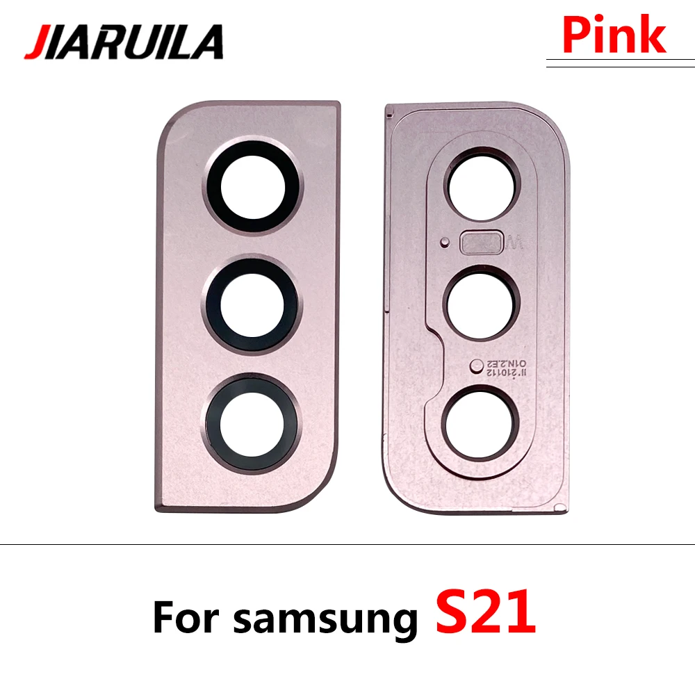 10 Buah, untuk Samsung S21 Plus S21 Ultra G988B S21 G991B Penutup Lensa Kaca Kamera Belakang dengan Pengganti Dudukan Bingkai