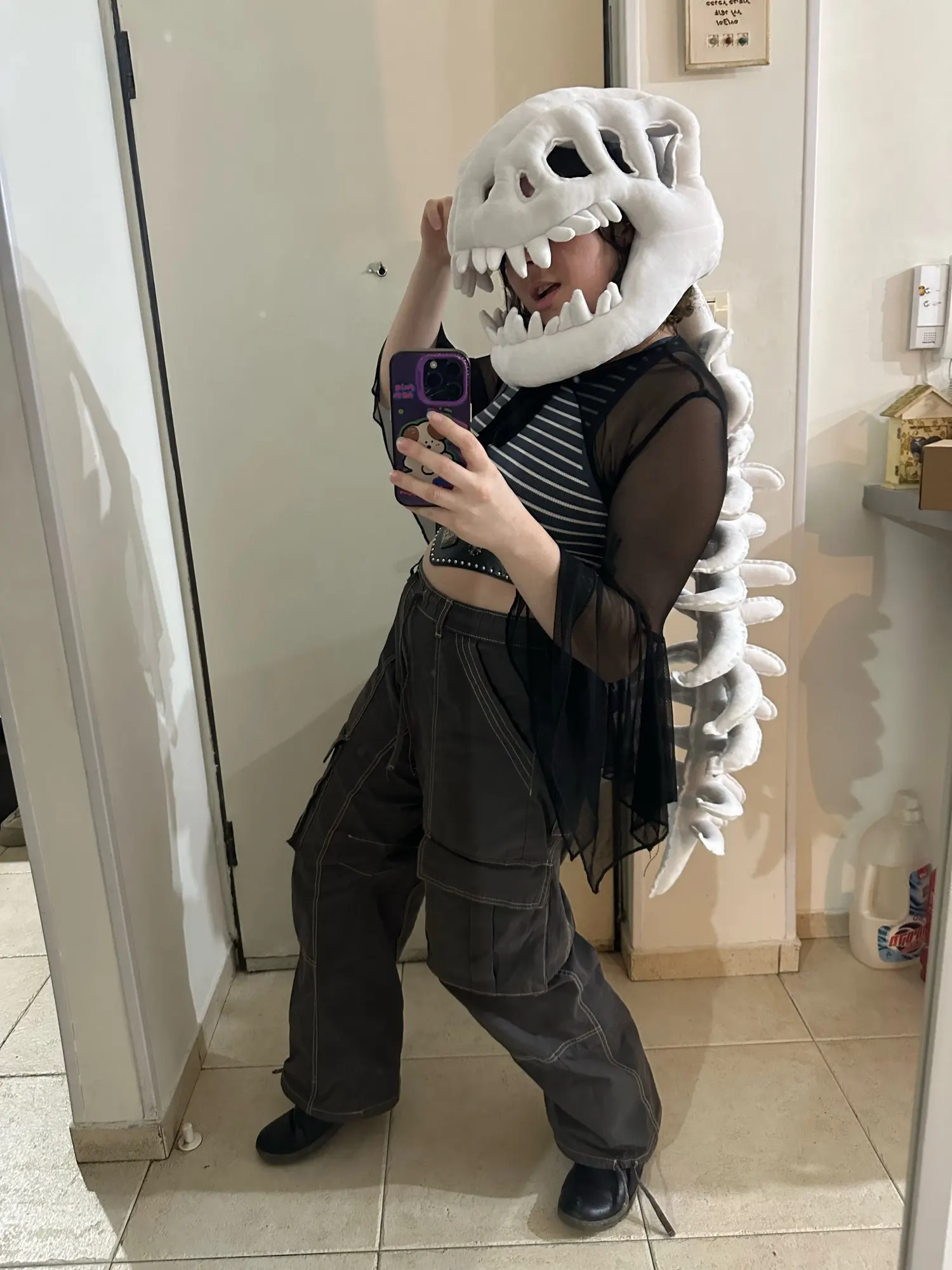 Dinosaur Skeleton Plush Cosplay Hood & Spine