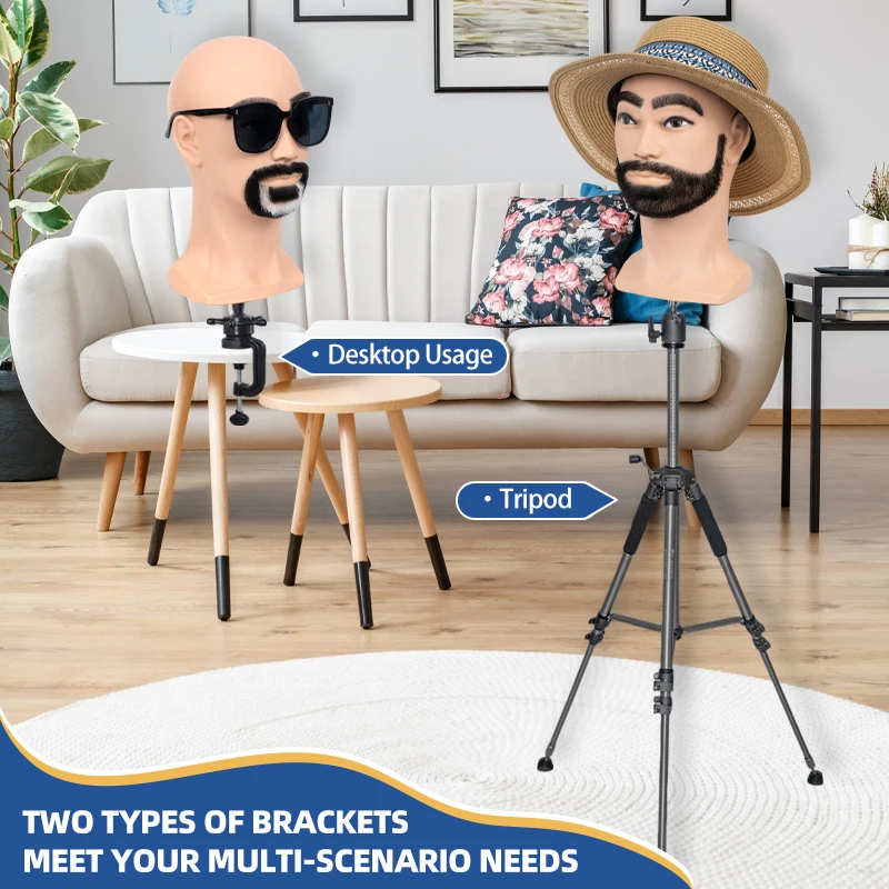 추안 상 남성용 실제 수염 연습용 수염 트리밍 모자 안경 디스플레이 마네킹 헤드 L30 시리즈