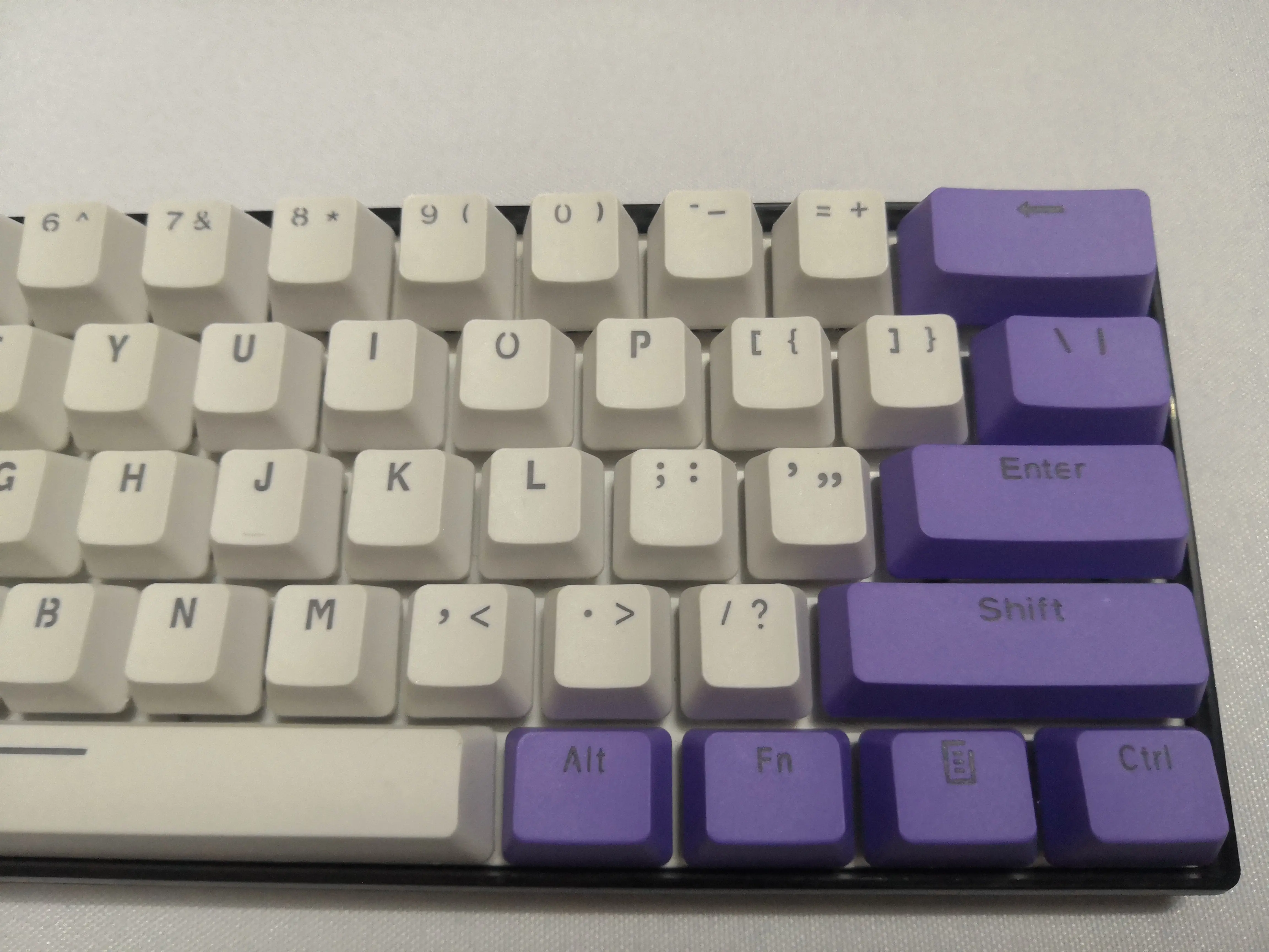 Teclas de Teclado mecánico de dos colores retroiluminados, Material PBT, OEM, Blanco púrpura, RK, 61