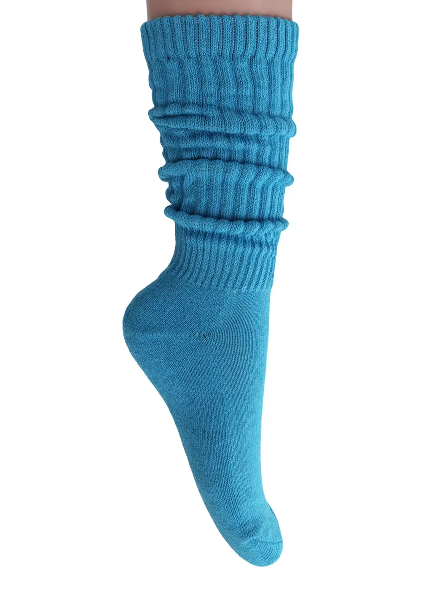 Turquoise Slouch Socks for Women 3 Pairs Heavyweight Knee Socks Shoe Size 5 to 10