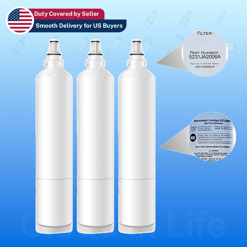 

3 упаковки фильтра для воды для холодильника, подходит для LG LT600P 5231JA2006A 5231JA2006F 5231JA2006B для Kenmore 469990, сменный картридж