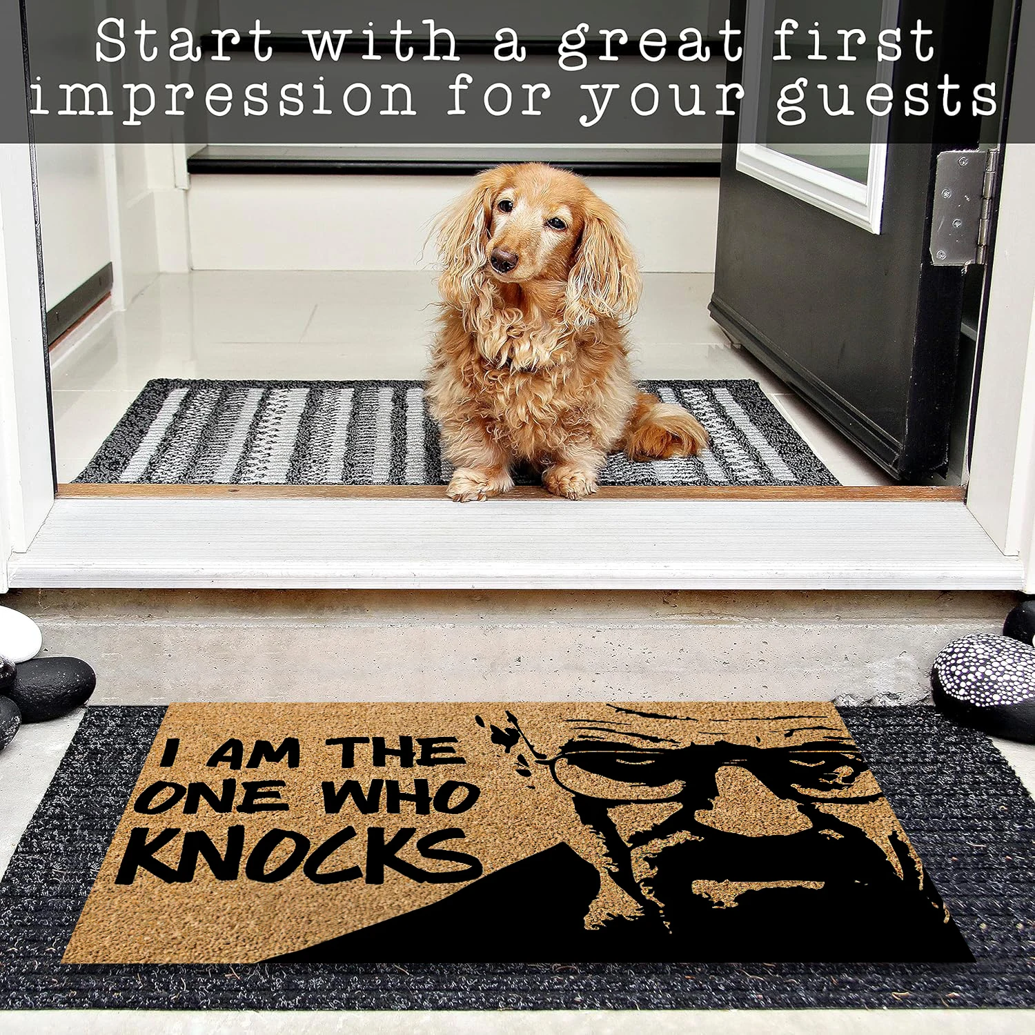 Funny Rubber Doormat, I Am the One Who Knocks Door Mat for Outdoor Porch, Carpet for Front Floor, Home Decor