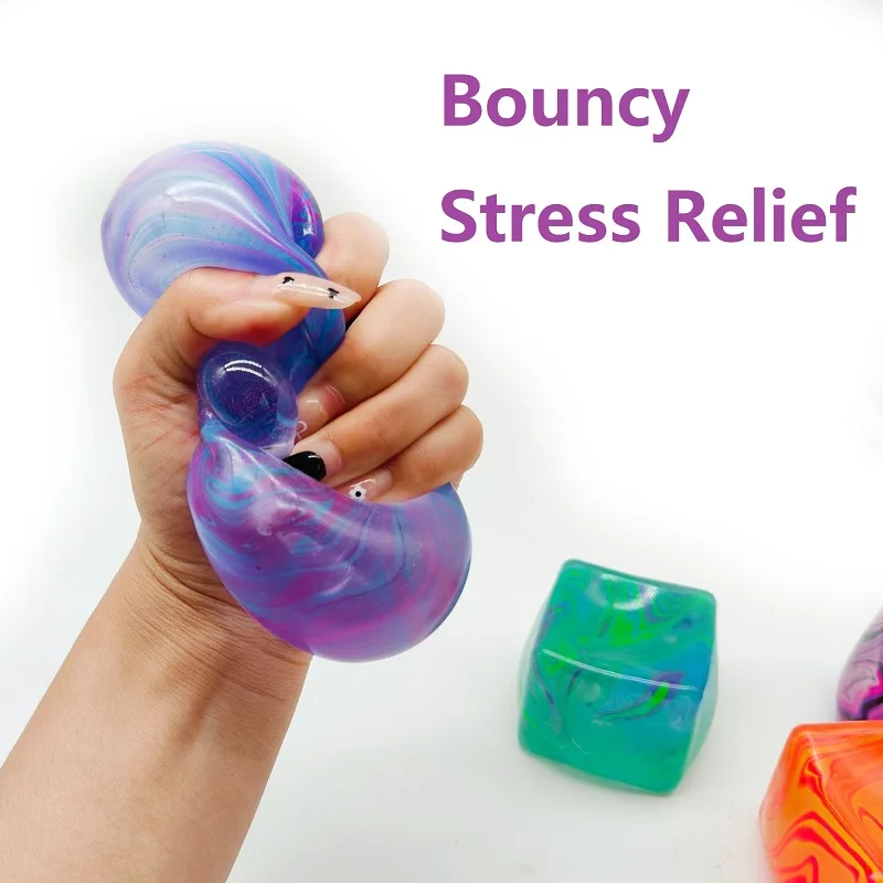 Malt açúcar estresse brinquedo mole padrão de mármore fluxo cubo de gelo sensorial fidget extensível espremer aliviar para crianças adultos ansiedade