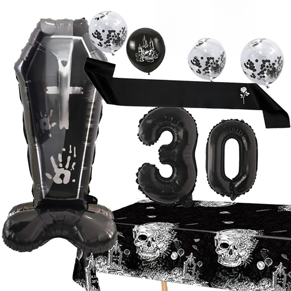 Décorations de fête de la mort pour 20e 30e anniversaire, fournitures de fête Rip to My 20s, ceinture numéro 30, ballon, décoration de gâteau, Cupcake, funéraire, ma jeunesse