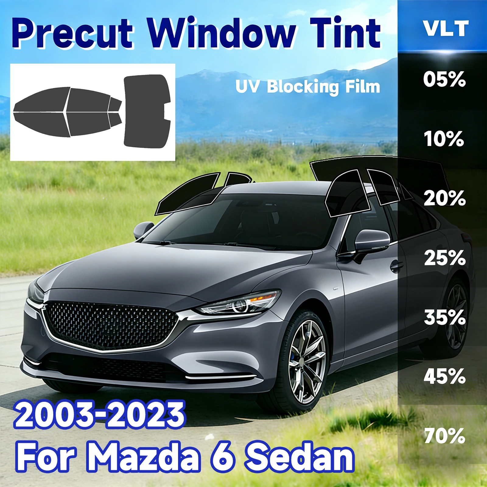 

Предварительно нарезанная тонировочная пленка для окон автомобиля Mazda 6 2003-2021: защита от солнца, УФ-излучения, жары и бликов, двухслойная пленка для конфиденциальности и затенения
