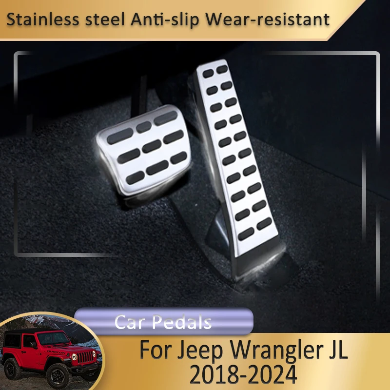 For Jeep Wrangler JL 2018~2024 2019 Car Interior Accessories Gas Fuel Brake Restfoot Car Clutch Brake Footrest Pedal No Drilling