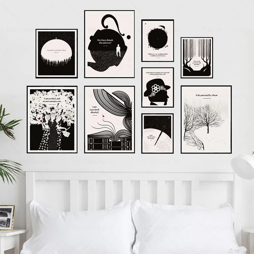 Motivational Literary Print Inspiring Poster Wall Art Canvas Painting Book Lover Gift for Bibliophile Office Living Room Decor