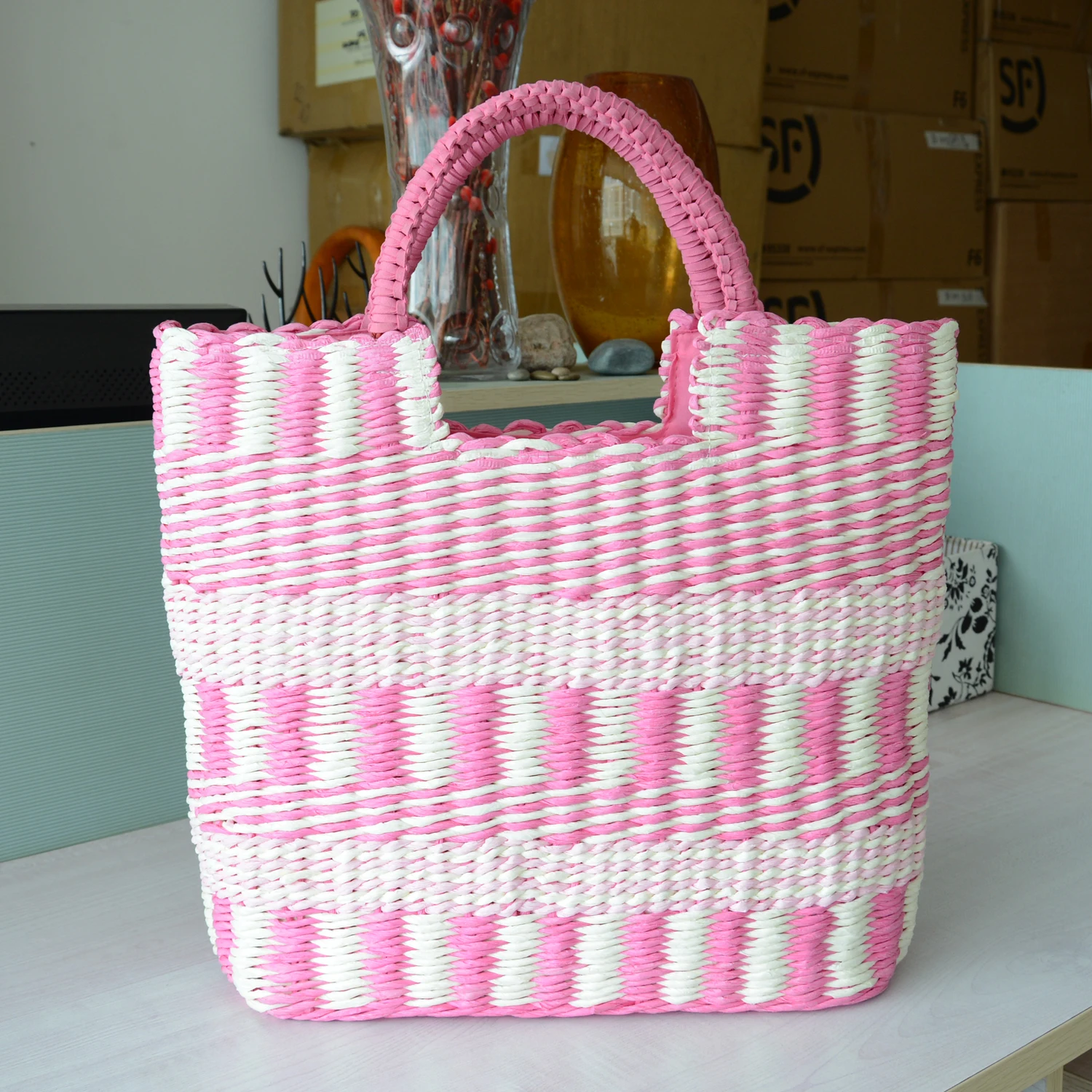 Large Capacity Designer Women Shoulder Straw Bag Handmade Woven Handbag Big Bohemia Beach Raffia Shopper Tote