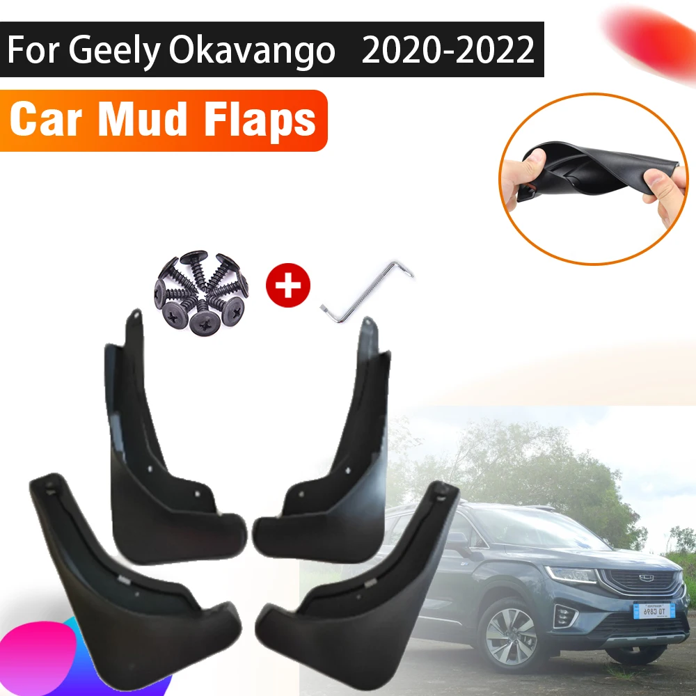 

4pcs Car Mudguards For Geely Haoyue 2022 Accessories VX11 Okavango 2021 2020 Auto Splash Guard Front Rear Fender Car Accessories