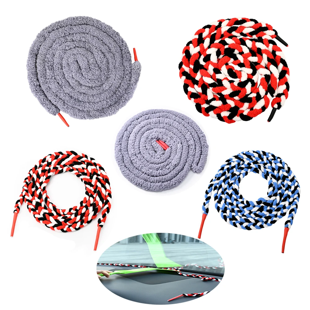 FOSHIO 300cm Water Absorbent Soak Shield Rope Microfiber Cloth for Car Washing Windshield Cleaning Window Film Tinting Wrap Tool