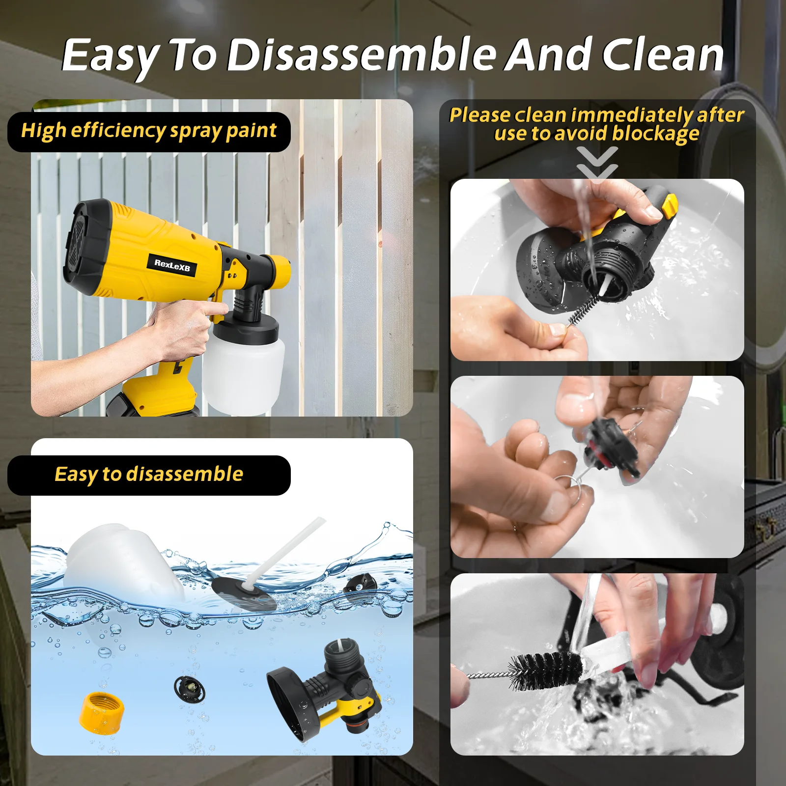 800 мл беспроводной электрический пистолет-распылитель для Dewalt 20 В, мощный распылитель краски для дома, мебели, шкафов, забора, покраски
