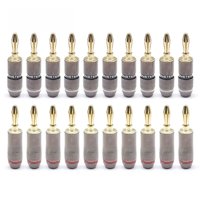 20 sztuk/10pairs Monster wtyczka bananowa 24K pozłacane czystej miedzi Adapter do głośnika śruby wtyczki głośnikowe złącza Audio — 2
