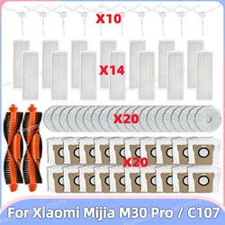 Compatível com Peças de Reposição para Xiaomi Mijia M30 Pro / C107 - Rolo, Escova Lateral, Tampa, Filtro Hepa, Pano de Esfregão, Suporte, Saco de Poeira, Acessórios