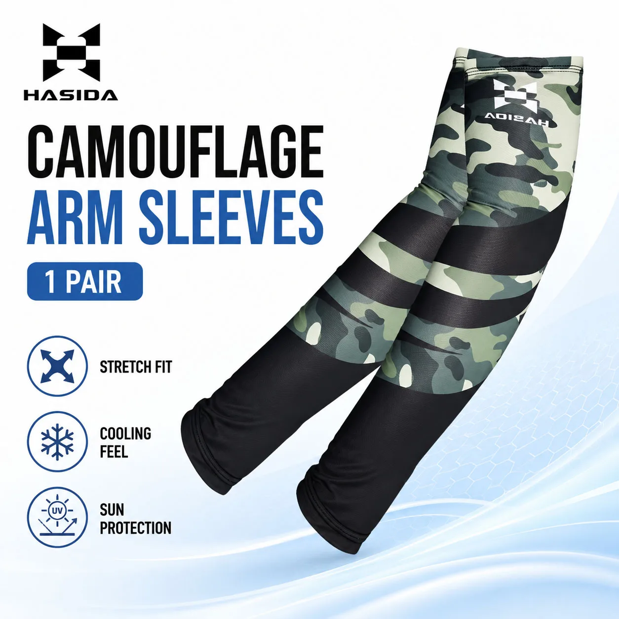 HASIDA 1PC Camouflage Color Breathable Light&Comfortable Cool Feeling Sunscreen Summer Fishing Face Towel&ICE SLEEVE view 4