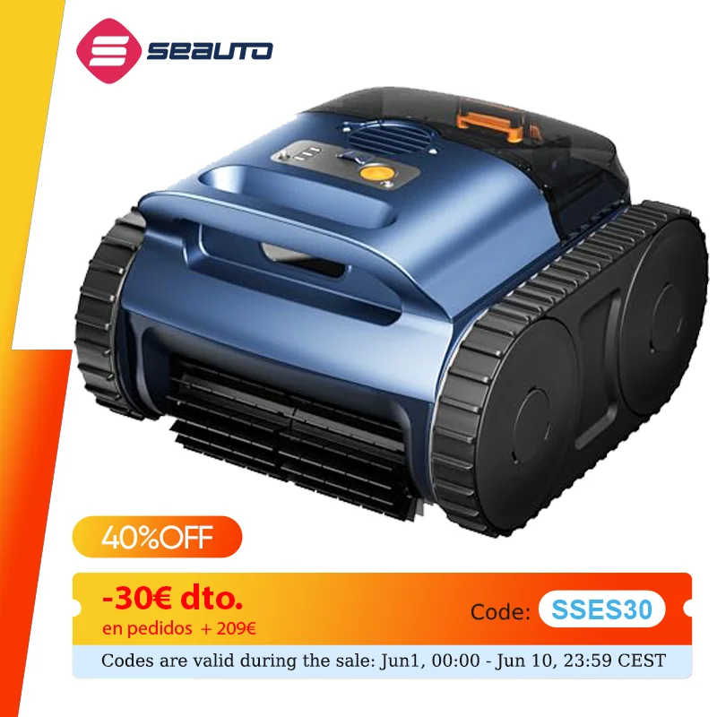 Seauto Pool Vacuum,3 Modes for In/Above-Ground Pools Up to 2150 Sq. Ft., Lasts Up to 150 Mins,Wall Climbing,180W Brushless Motor