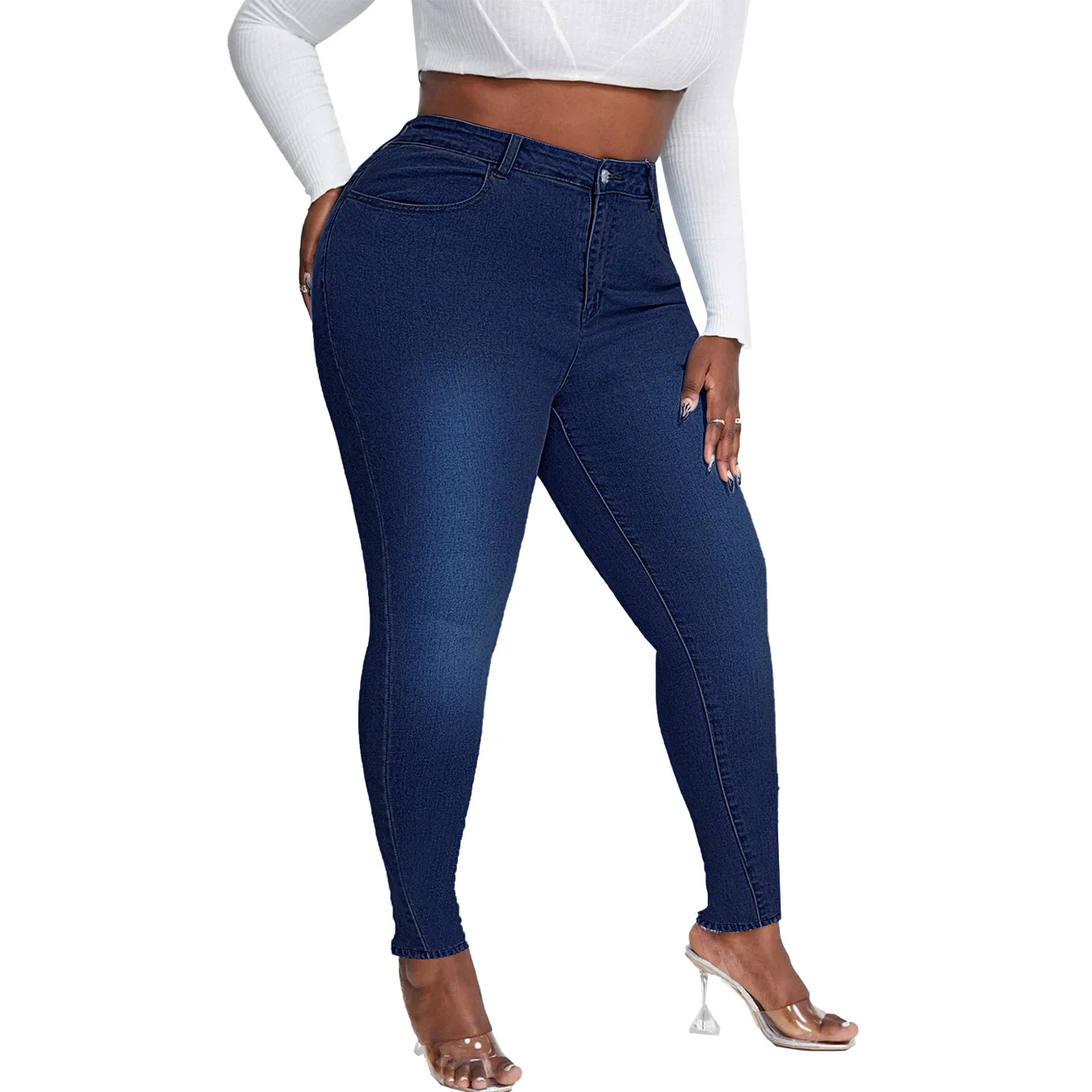 2023 New Women\'s High Waist Plus Size Jeans Fashion Stretch Skinny Denim Pencil Pants Casual Female Trousers XL-4XL Drop Ship