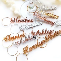 Personalized Wine Glass Charm Table Name Place Card Custom Sign Acrylic Gift Tag Wedding Favors Bridal Party Drink Marker