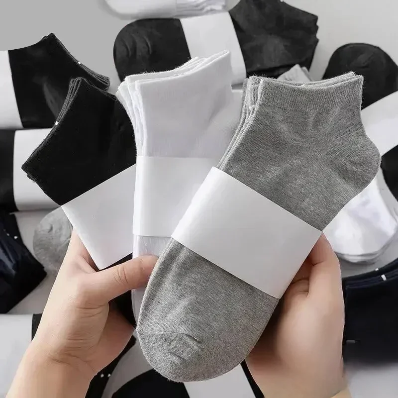 Hommes cheville chaussettes couleur unie noir blanc gris Invisible respirant coton chaussettes de sport mâle chaussettes courtes femmes hommes Sox 10/5 pièces