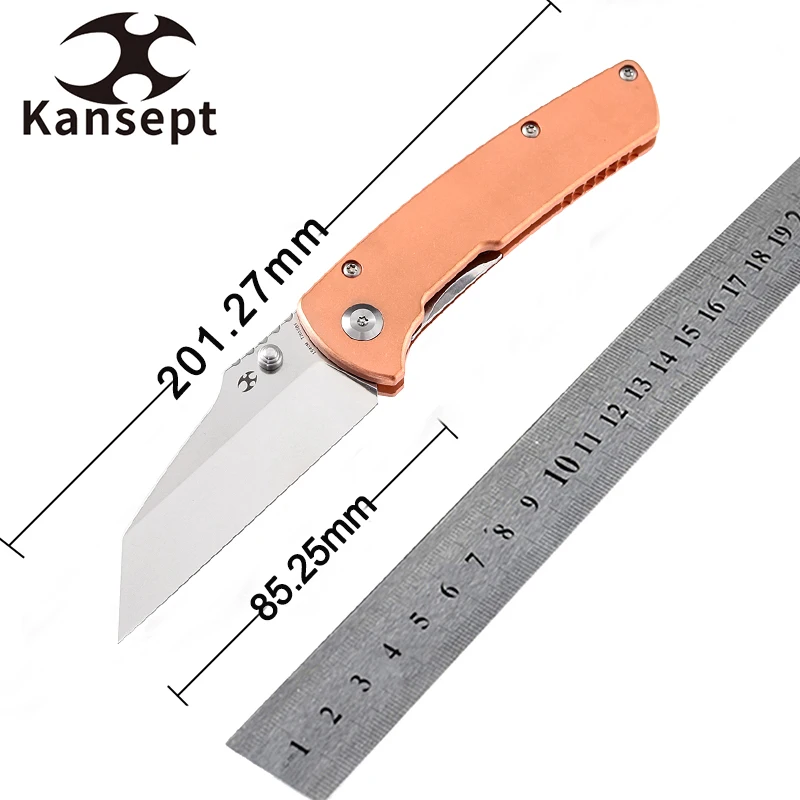 

Kansept Main Street T1015B5 154CM Blade with Red Copper Handle designed by Dirk Pinkerton Folding knife for Outdoor