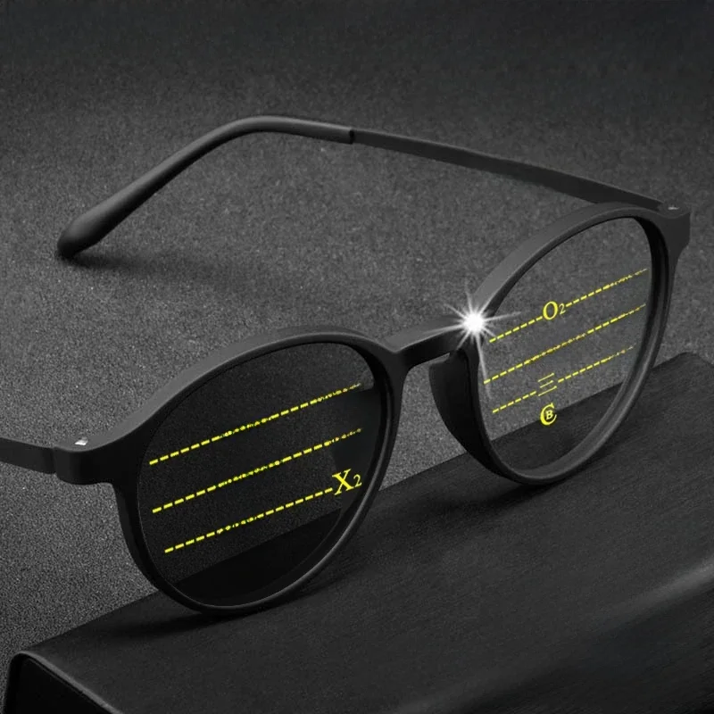 Titanium Progressieve Meekleurende Leesbril unisex Multi-focus Anti-blauw licht Zakelijke Brillen Rond TR90 Frame