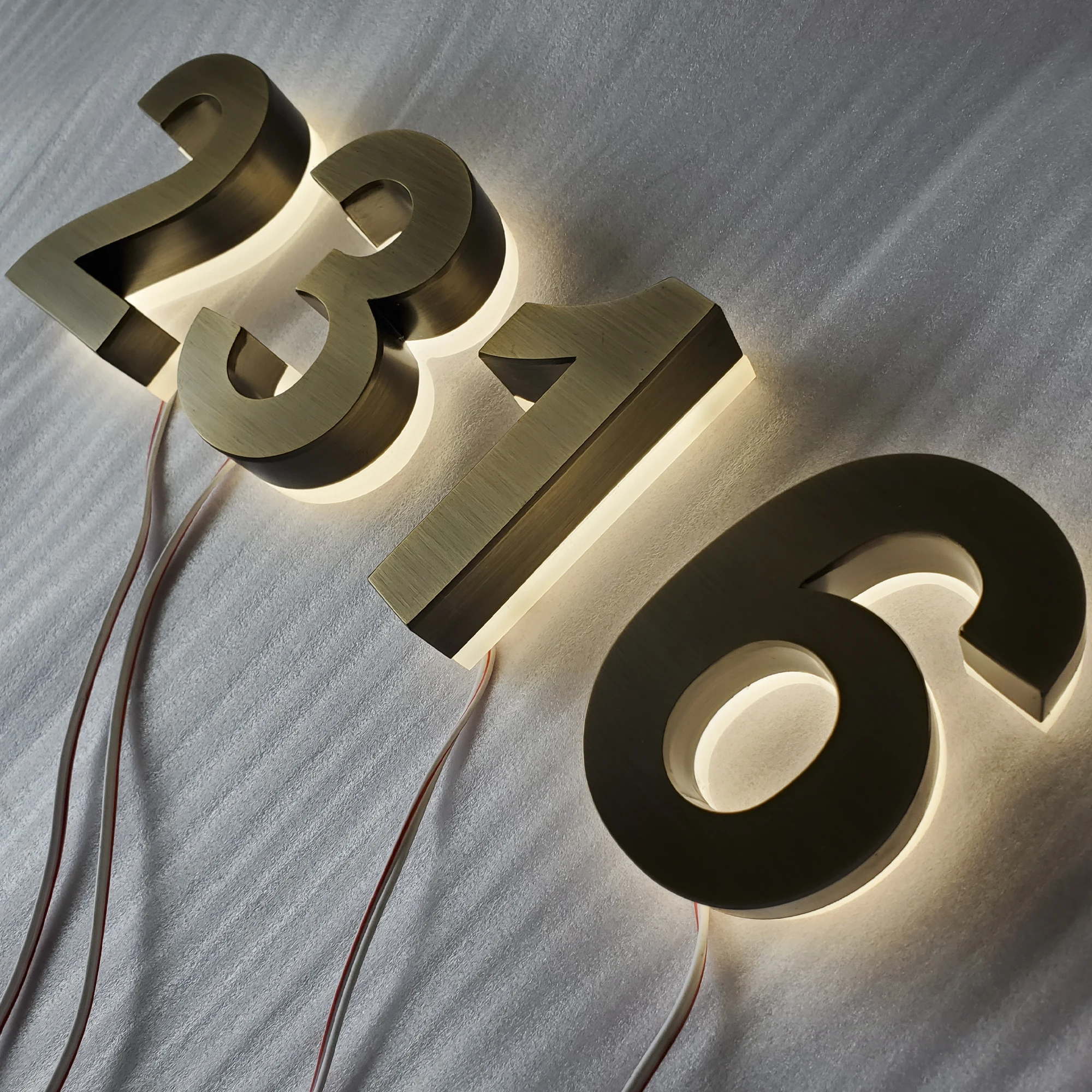 Customizable back light house numbers brushed SUS acrylic back for outdoor warm light sign