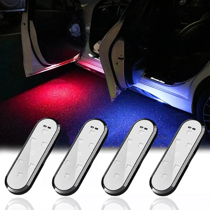 Feux de porte de voiture à LED, lumière de bienvenue, contrôle magnétique, chargement USB, ouverture automatique, anti-collision, signal d'urgence, lampe flash, 4 pièces